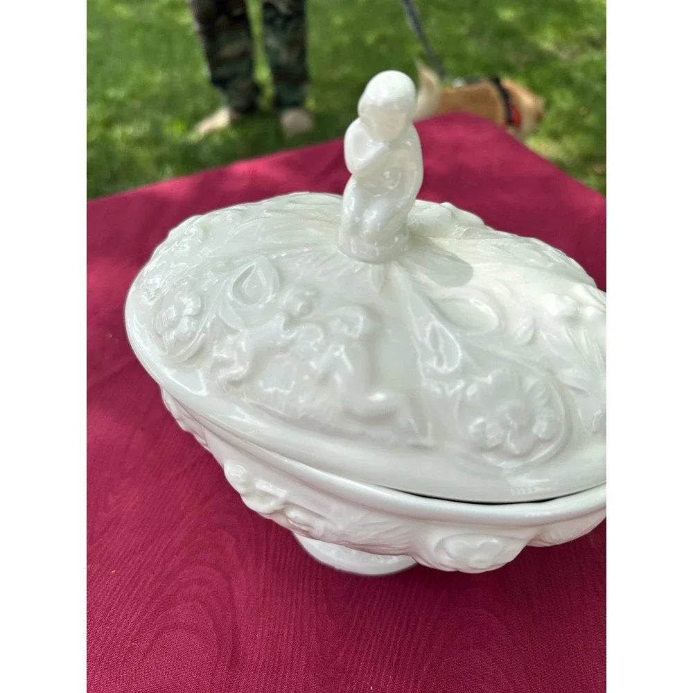 Vintage Porcelain Cherub‎ Trinket Dish Angelcore Coquette Shabby Chic Decor